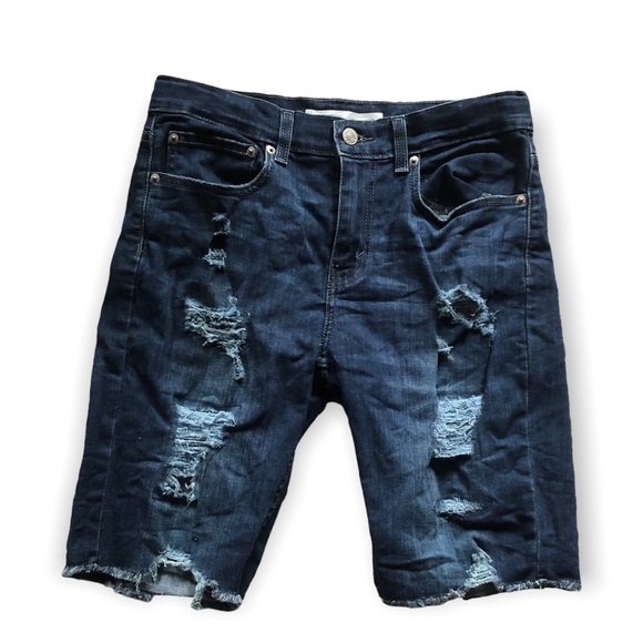 LEVIS JEANS SHORTS CUTOFF DISTRESSED DESTROYED BOYS ADJUSTABLE WAIST SIZE 18 - Picture 2 of 9